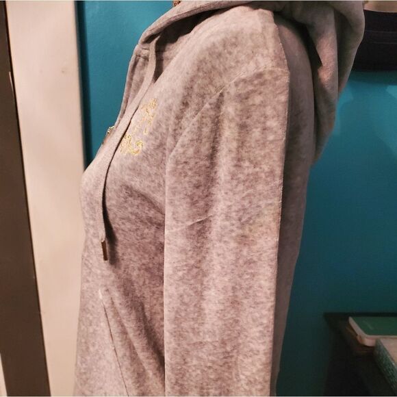 Retro Y2K/2000's  Juicy Couture Bling Bling Crystal Studded Velour Hoodie - Picture 3 of 14